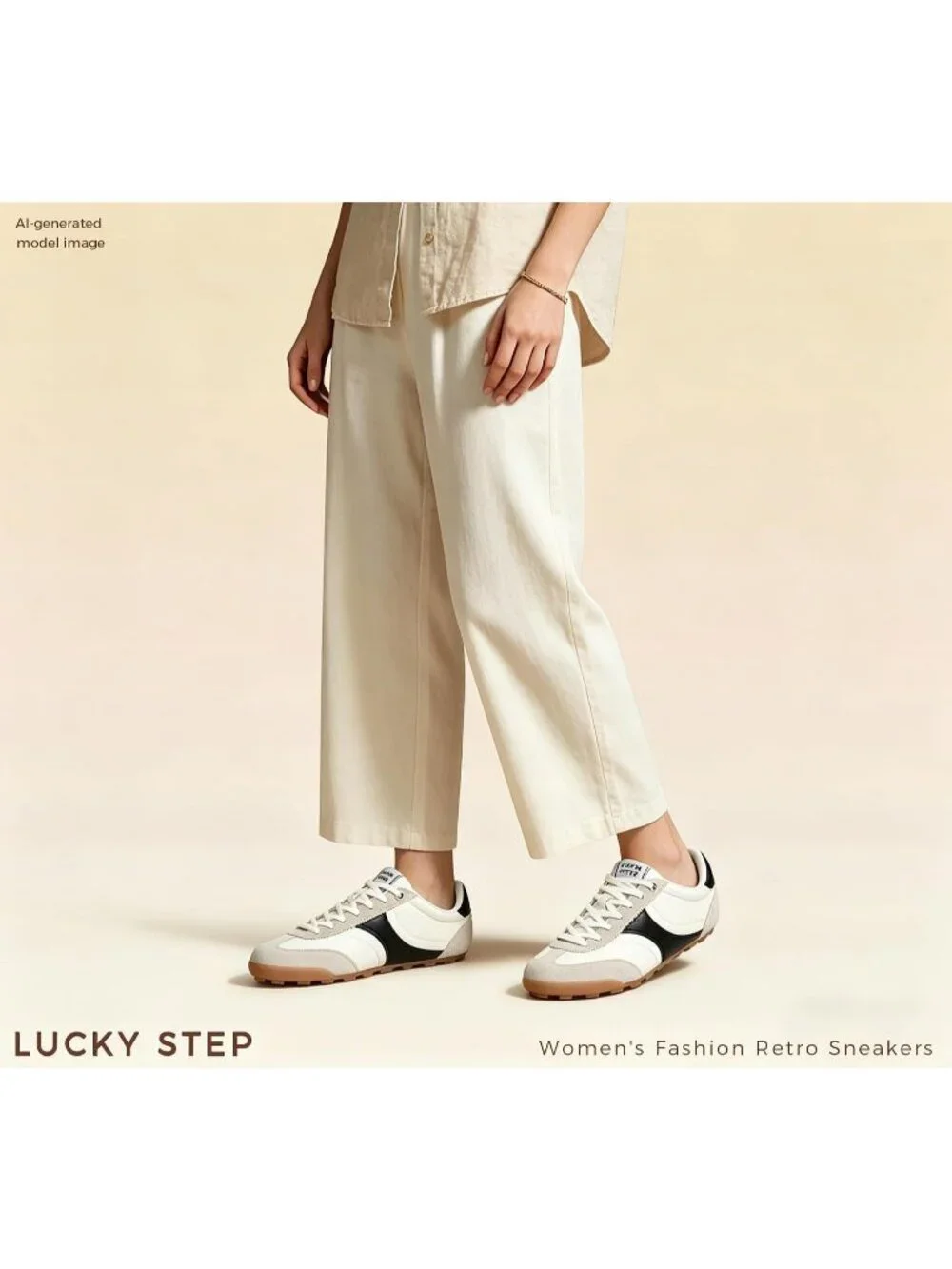 Women's White Retro Fashion Lightweight Non Slip Thin Sole Comfortable Sneakers